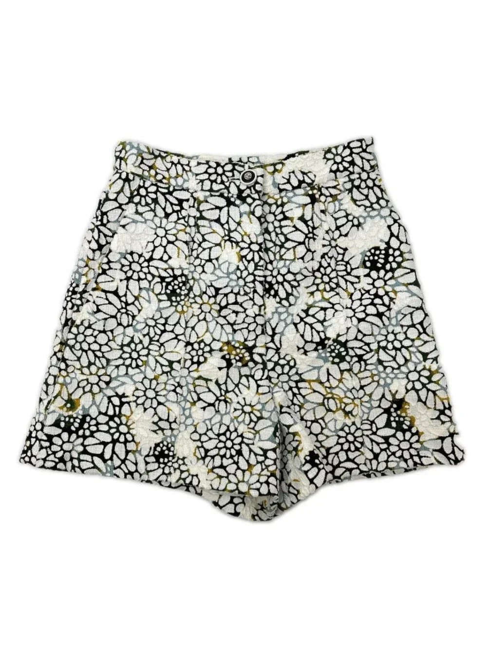 Chanel CC Logo Button Total Flower Design Shorts 34